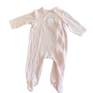 Little Me Baby Girl Footed Pajama Pink 2way Zip Welcome to the World Cotton NWOT